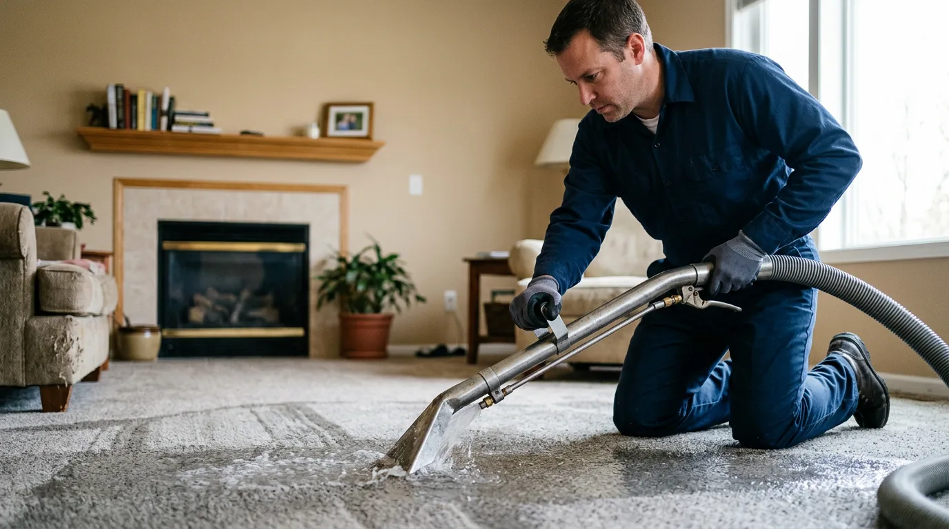 Water damage restoration technician working near Pickerington, OH